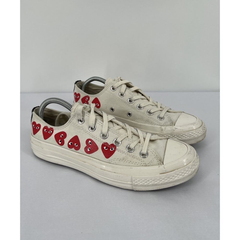 Converse Chuck Low Comme Des Garcons Play Heart Size 8 Women's White 162975C